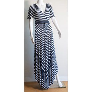BANANA REPUBLIC: Navy & White Striped Maxi Dress